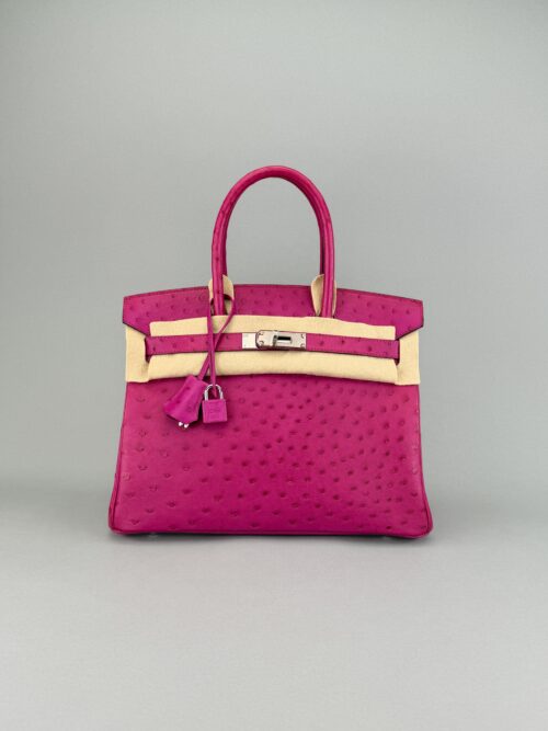 Hermes Birkin 30 Ostrich Magnolia Palladium Hardware Preowned A Stamp