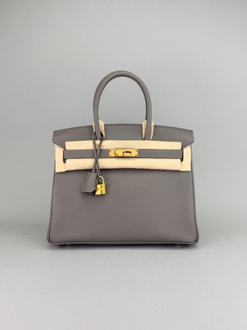 Hermes Birkin 30 Retourne Togo Gris Meyer Gold Hardware B Stamp 2023