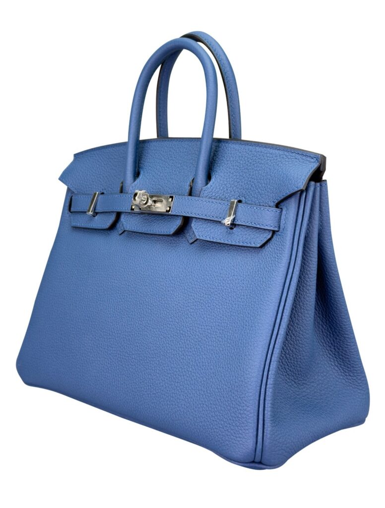 Hermes Birkin 25 Retourne Togo Blue Tie Palladium Hardware K Stamp 2025