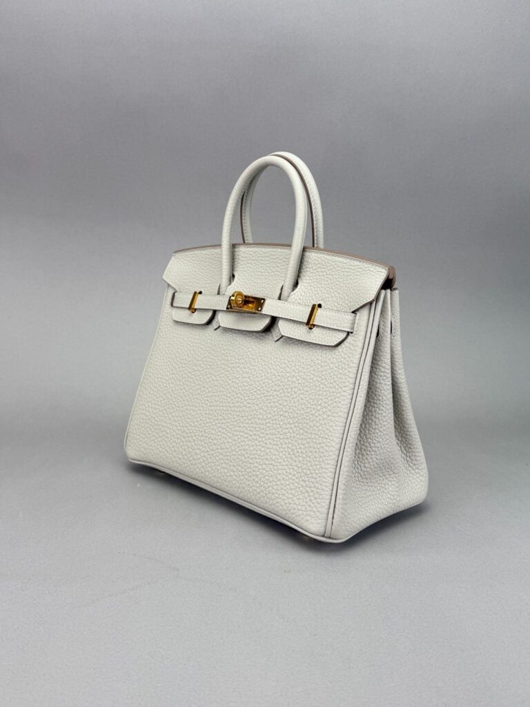 Hermes Birkin 25 Retourne Togo Gris perle Gold Hardware Preowned U Stamp