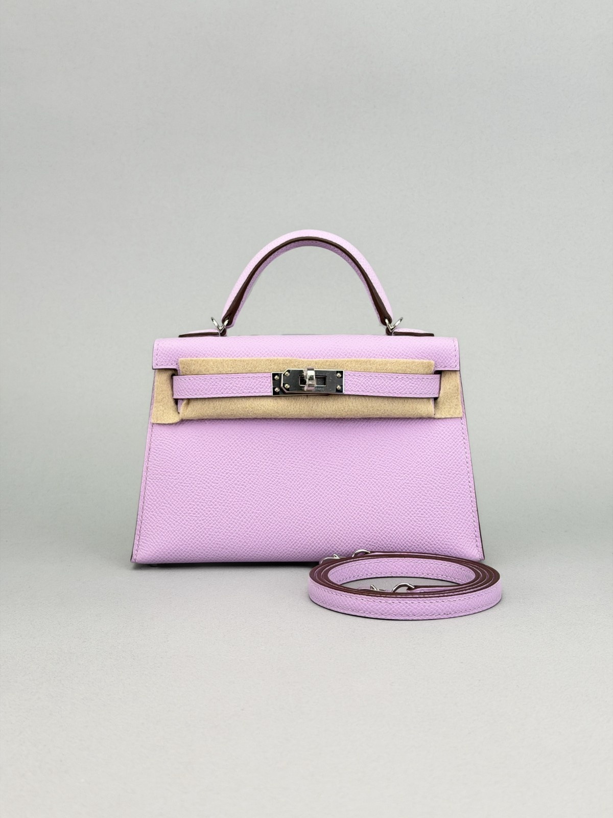 Hermes Mini Kelly 20 Sellier Epsom Guimauve Palladium Hardware K Stamp 2026