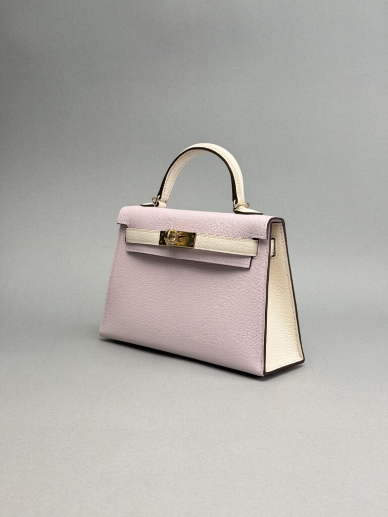 Hermes Mini Kelly II 20 HSS Chevre Mauve Pale/Nata Permabrass Hardware W 2026