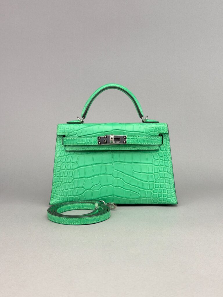Hermes Mini Kelly II 20 Matte Alligator Vert Comics Palladium Hardware B 2023