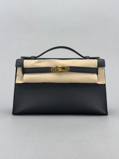 Hermes Mini Kelly Pochette Sellier Swift Black/Noir Gold Hardware K Stamp 2025