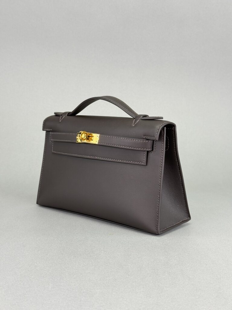 Hermes Mini Kelly Pochette Swift Bai Brun/ Chocolate Gold Hardware K Stamp 2025