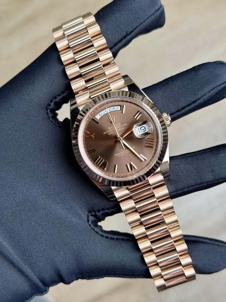 Rolex Day-date 40 Chocolate Roman Fluted President Preowned 2024 228235