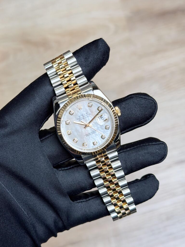 Rolex Datejust 36 MOP Pearl Diamond Fluted Jubilee Preowned Watch&Box 116233