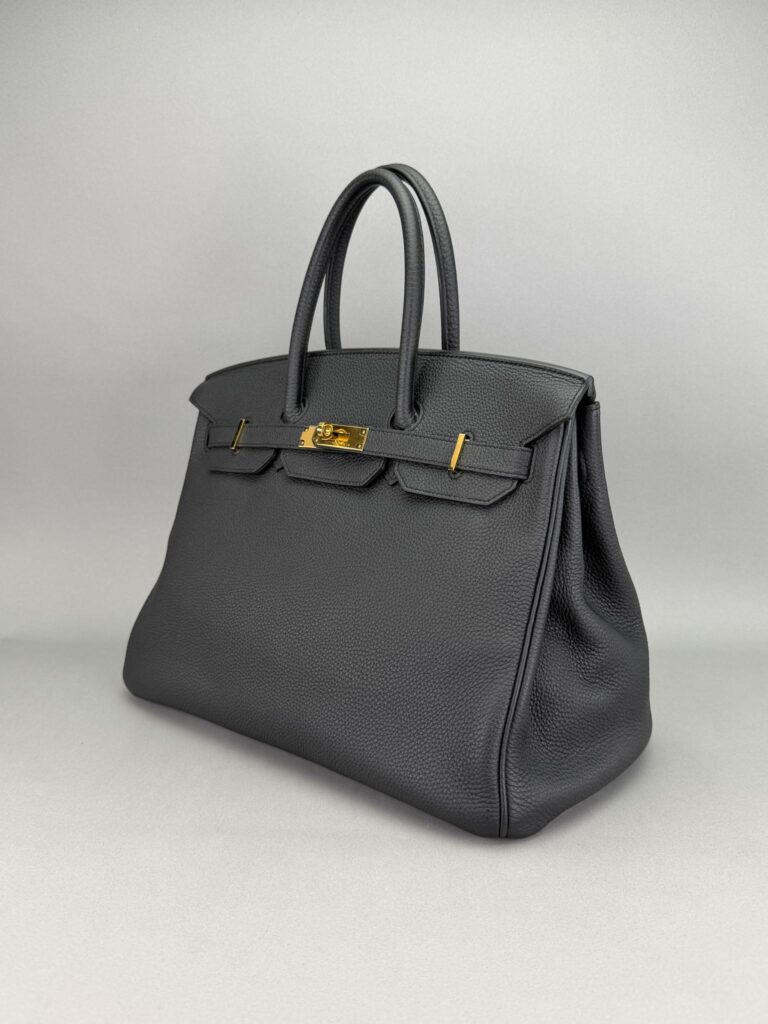Hermes Birkin 35 Retourne Togo Black/Noir Gold Hardware Preowned Square H