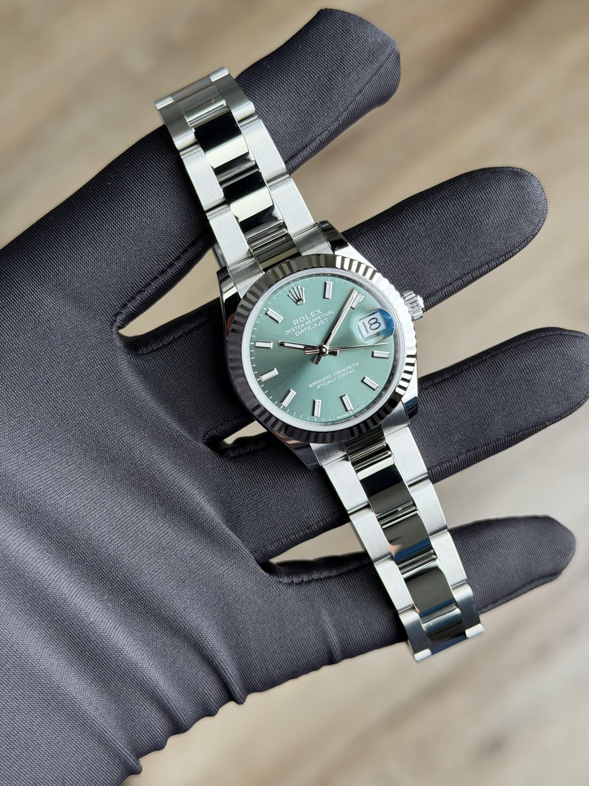 Rolex Datejust 31 Mint Green Index Fluted Oyster 2026 Unworn 278274