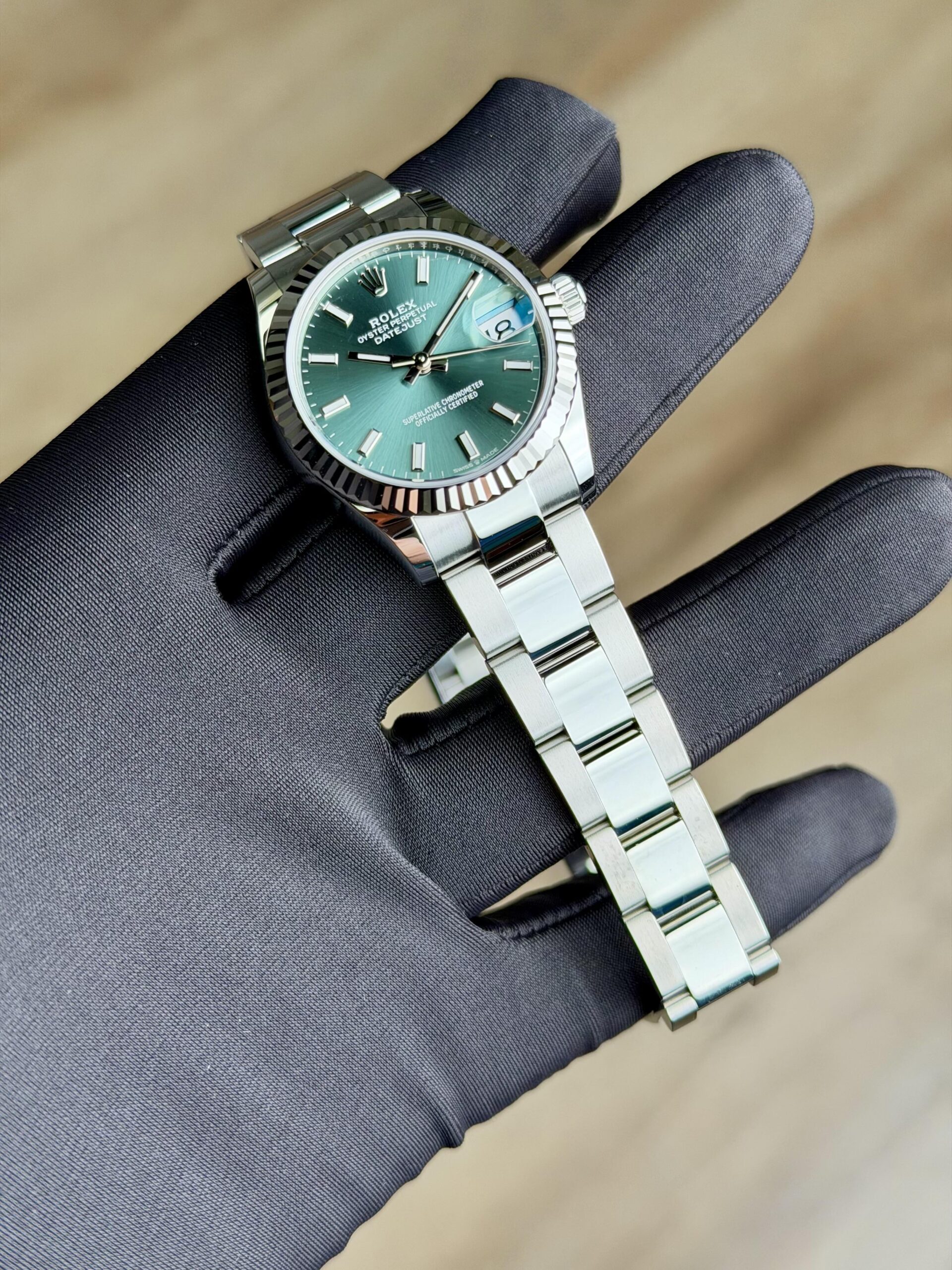 Rolex Datejust 31 Mint Green Index Fluted Oyster 2026 Unworn 278274