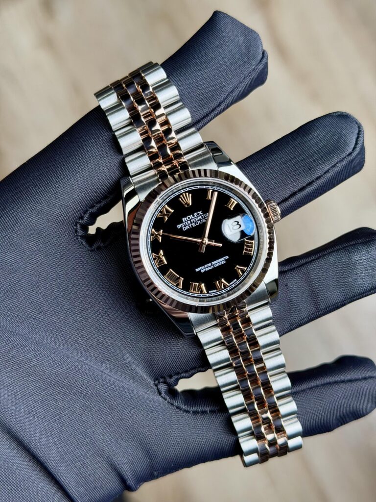 Rolex Datejust 36 Black Roman Fluted Jubilee Preowned 2011 116231
