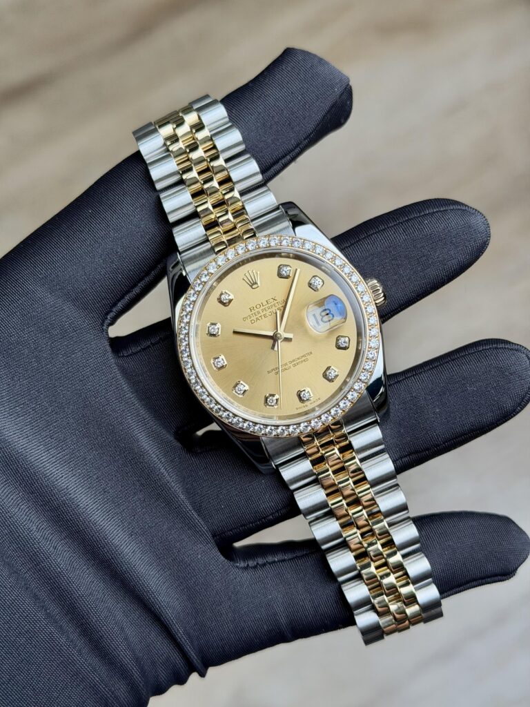 Rolex Datejust 36 Champagne Diamond Bezel Jubilee Preowned 2011 116243