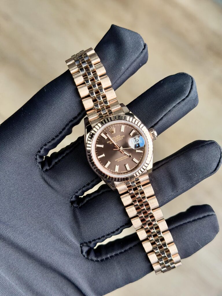 Rolex Datejust 28 Chocolate Index Fluted President Preowned 2016 279175