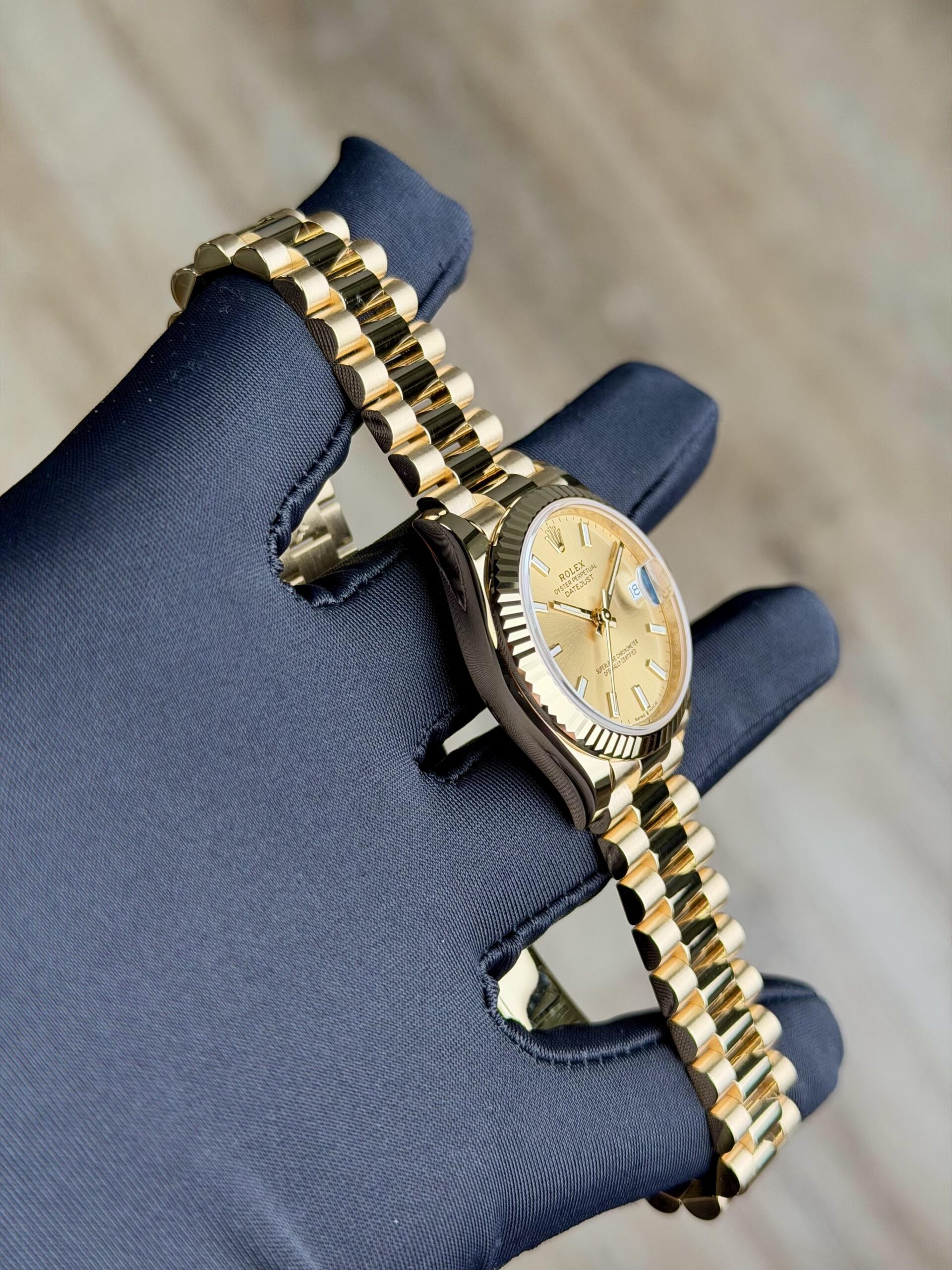 Rolex Datejust 31 Champagne Index Fluted President 2026 Unworn 278278