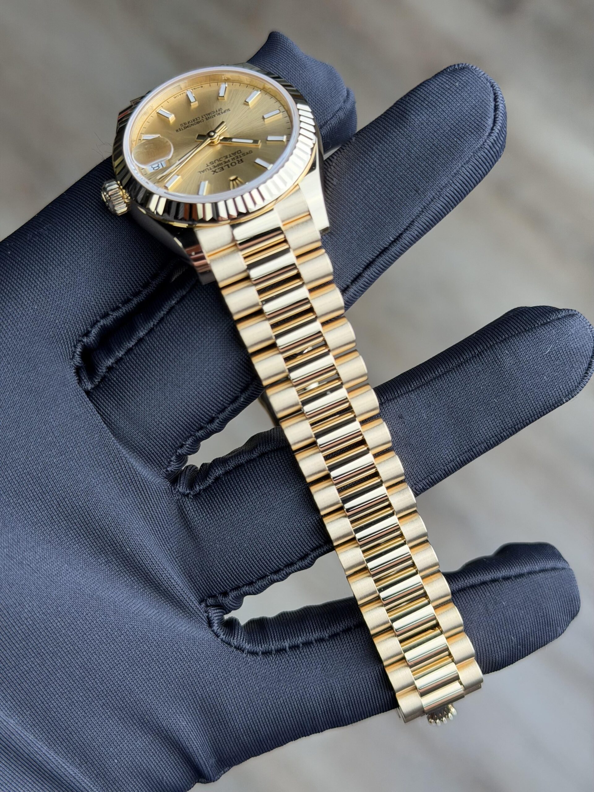 Rolex Datejust 31 Champagne Index Fluted President 2026 Unworn 278278