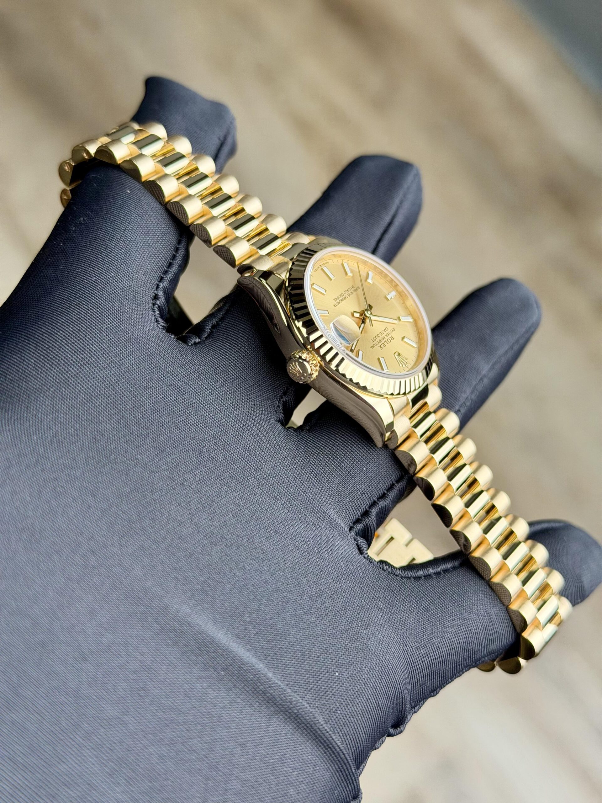 Rolex Datejust 31 Champagne Index Fluted President 2026 Unworn 278278