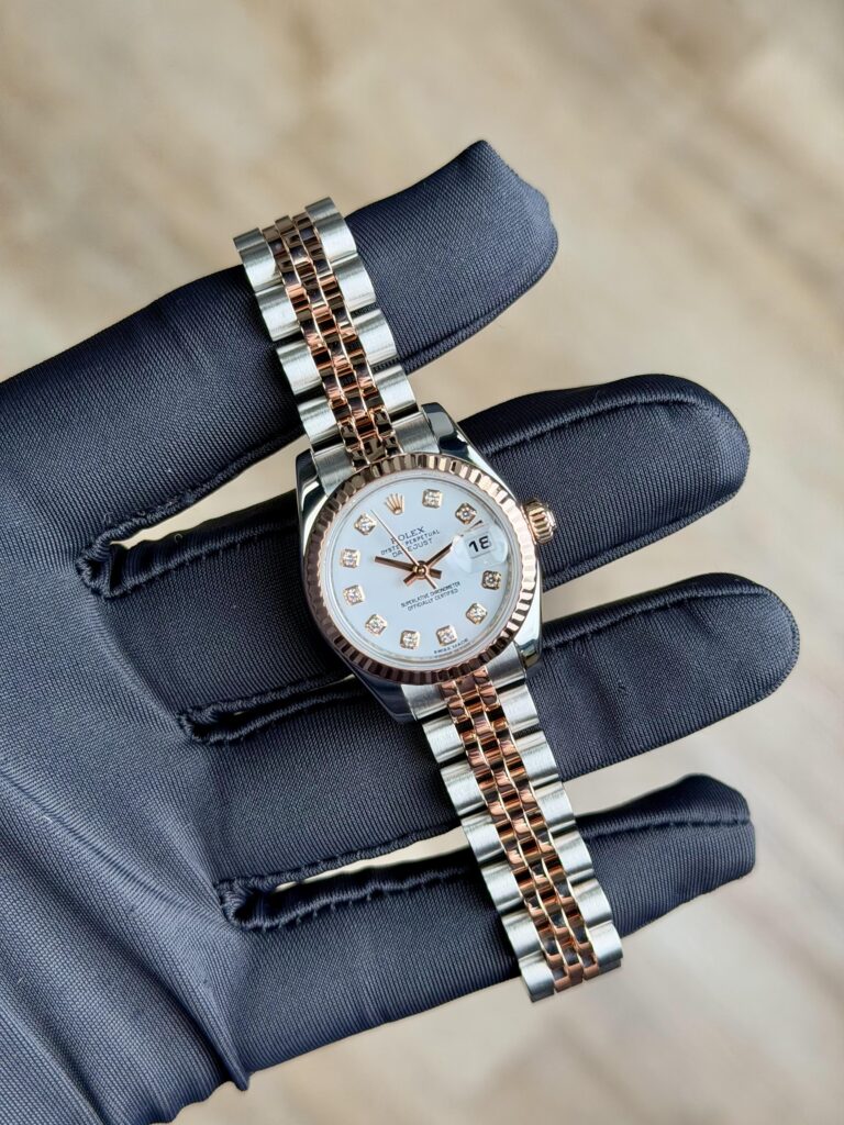 Rolex Datejust 26 White Diamond Fluted Jubilee Preowned 2014 179171