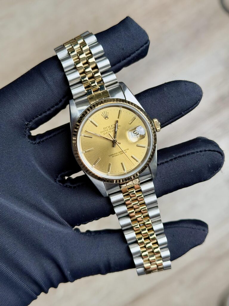 Rolex Datejust 36 Champagne Index Fluted Jubilee Preowned 1989 16233