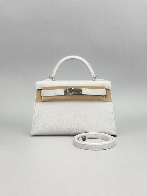 HERMES Mini Kelly 20 Sellier Epsom New White Palladium Hardware K Stamp 2026