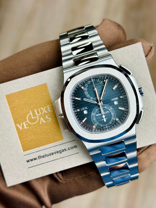 Patek Philippe Nautilus 40.5 Travel Time Chronograph Blue/Grey Index 5990/1A-011