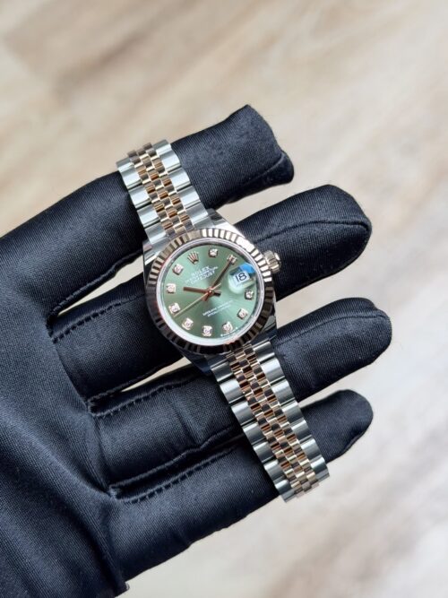 Rolex Datejust 28 Olive Green Diamond Fluted Jubilee Preowned 2019 279171