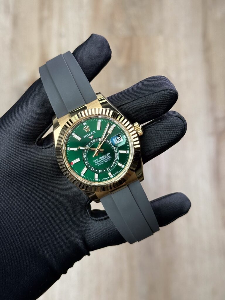 Rolex Sky-Dweller 42 Green Index Fluted Oysterflex 2026 Unworn 336238