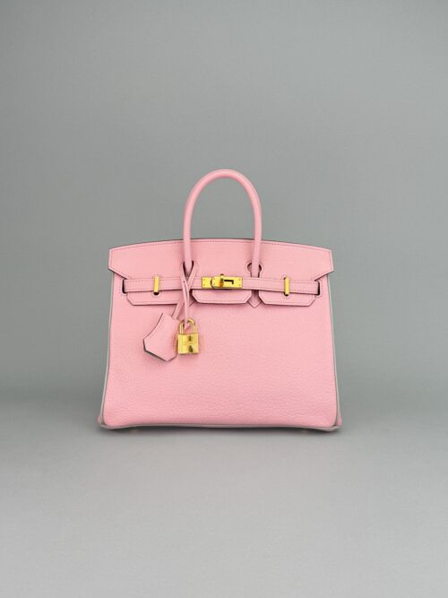 Hermes Birkin 25 Chevre HSS Rose Sakura/ Gris Perle Gold Hardware Preowned A