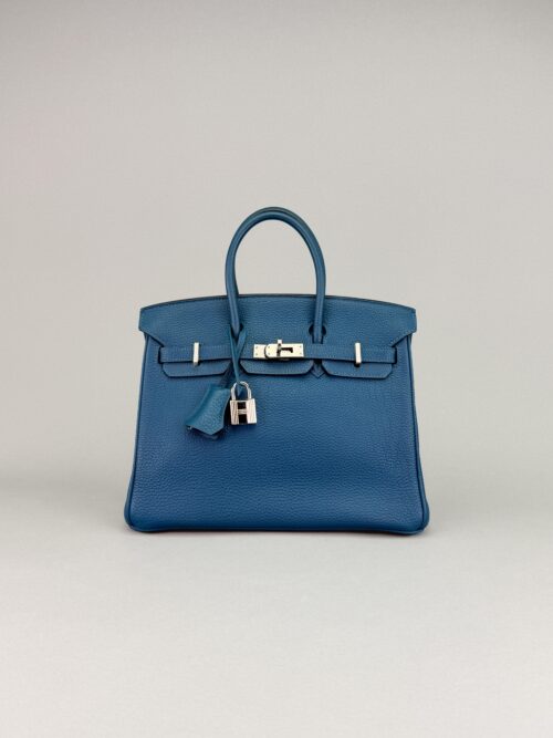 Hermes Birkin 25 Retourne Togo Colvert Palladium Hardware Preowned Sqaure Q