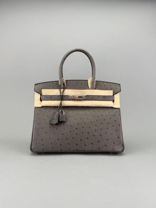 Hermes Birkin 30 Ostrich Graphite Rose Gold Hardware Preowned Y Stamp 2020