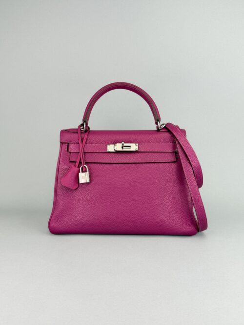 Hermes Kelly 28 Retourne Togo Rose Purple Palladium Hardware Preowned Square O