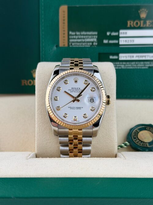 Rolex Datejust 36 White Diamond Fluted Jubilee Preowned 2007 116233