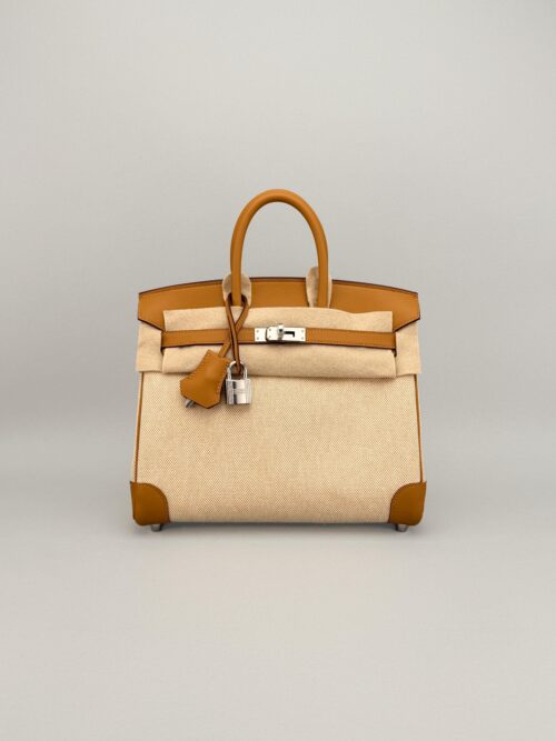Hermes Birkin 25 Retourne Swift/H Toile Sesame Palladium Hardware G Stamp 2026