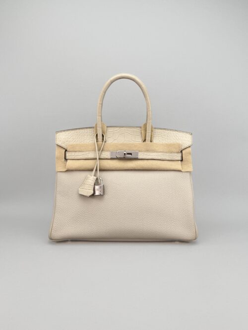 Hermes Birkin 30 Touch Alligator Togo Beton Palladium Hardware Unworn U Stamp
