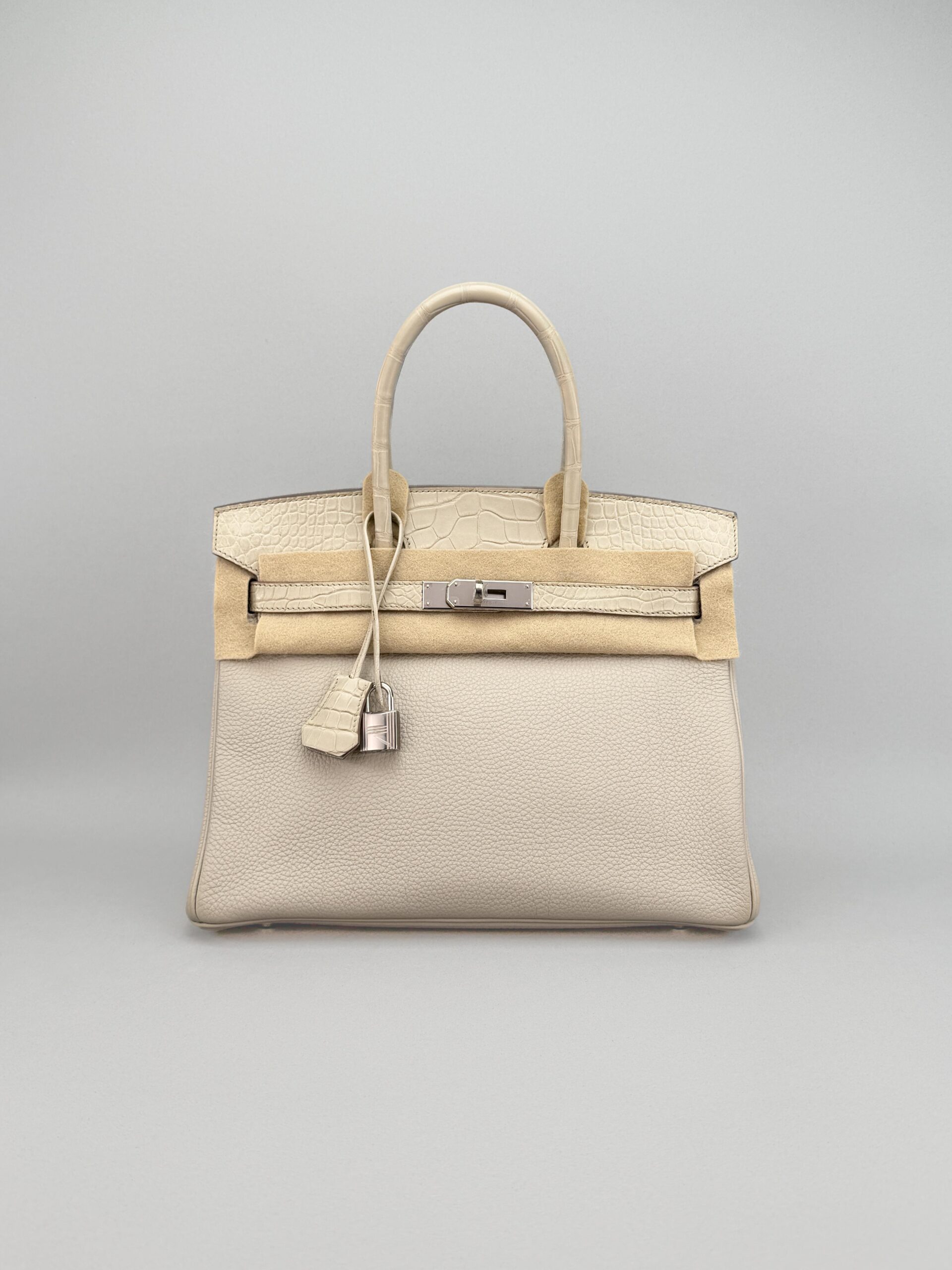 Hermes Birkin 30 Touch Alligator Togo Beton Palladium Hardware Unworn U Stamp