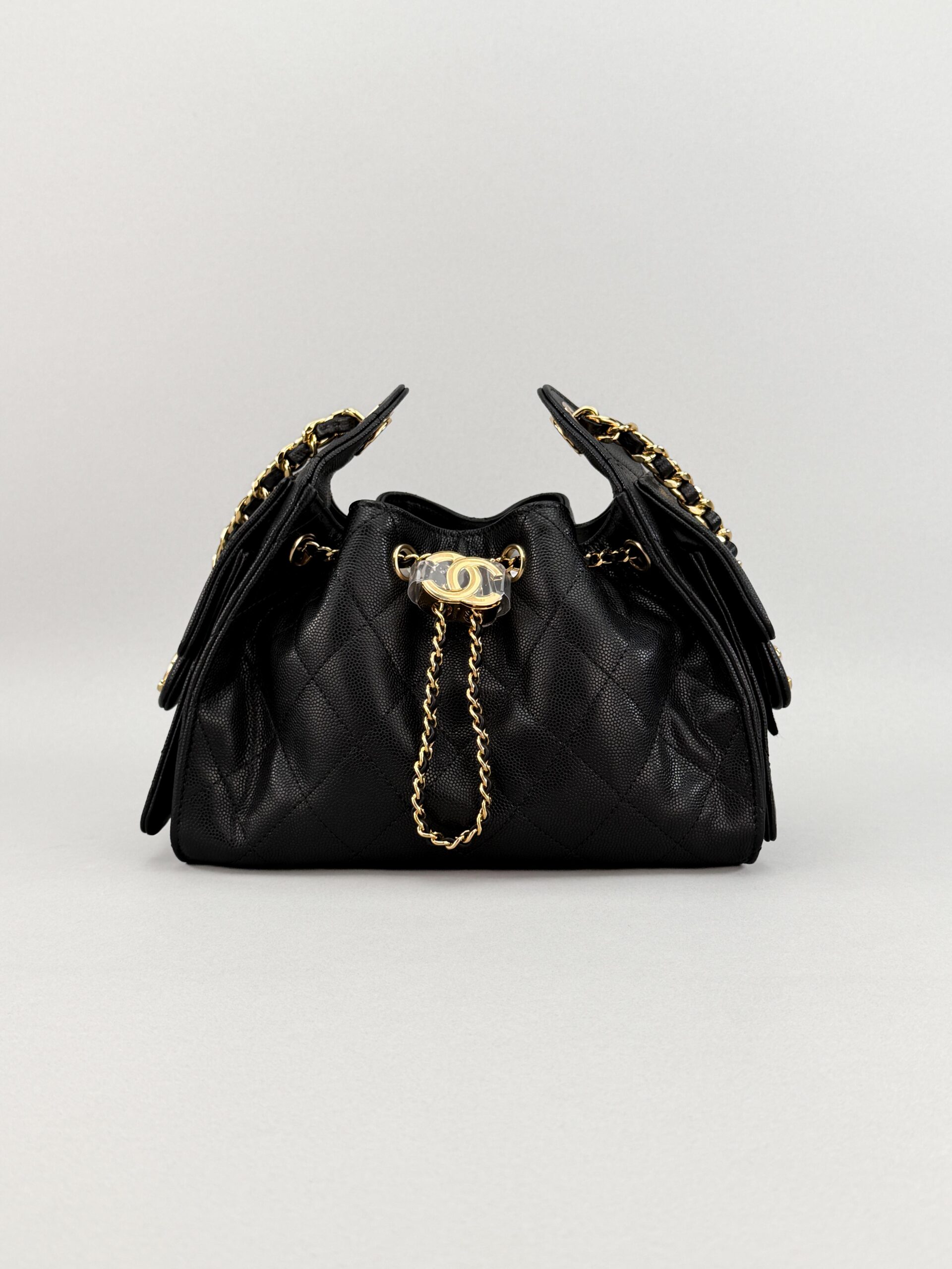 Chanel 25 Mini Calfskin Handbag Black Gold Hardware 2026