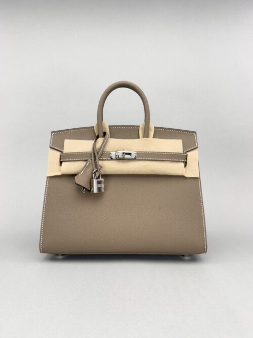 Hermes Birkin 25 Sellier Epsom Etoupe Palladium Hardwre Preowend K Stamp