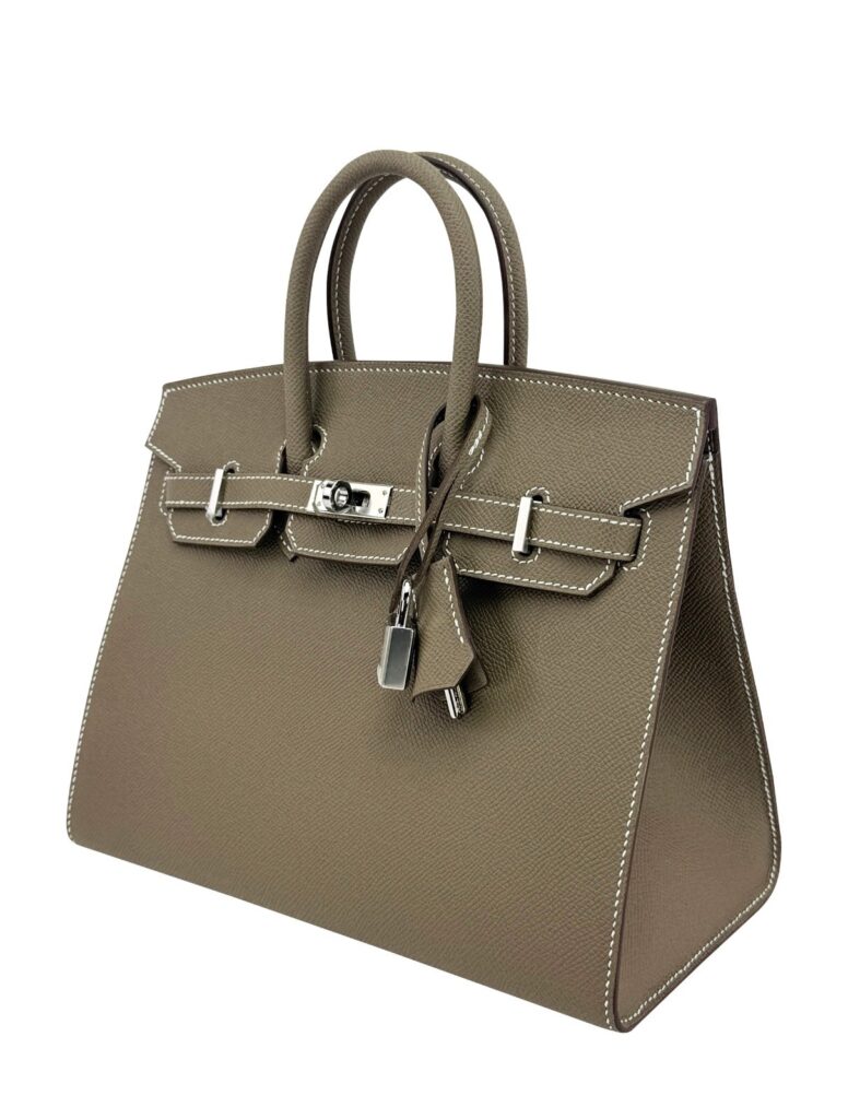 Hermes Birkin 25 Sellier Epsom Etoupe Palladium Hardwre Preowend K Stamp