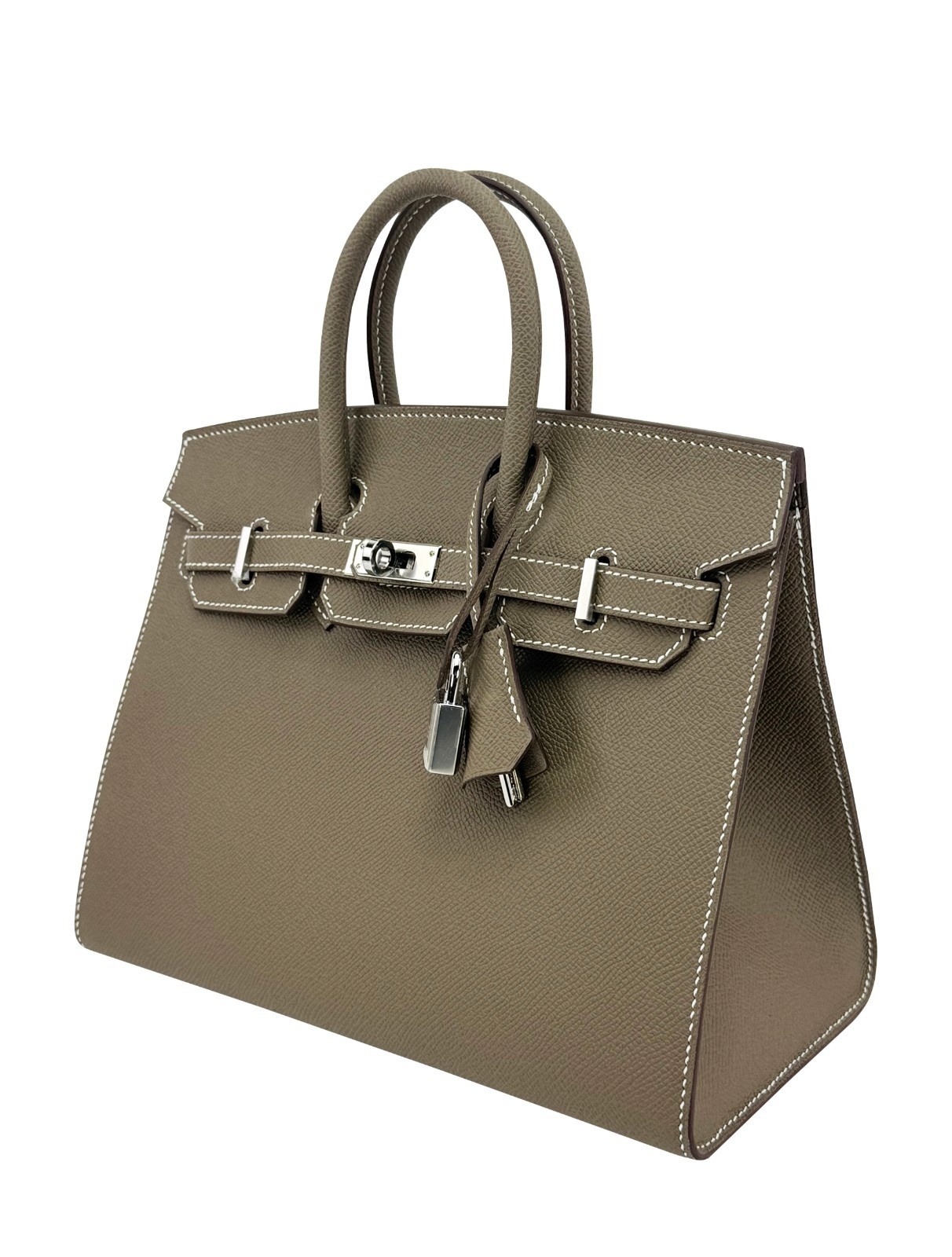 Hermes Birkin 25 Sellier Epsom Etoupe Palladium Hardwre Preowend K Stamp