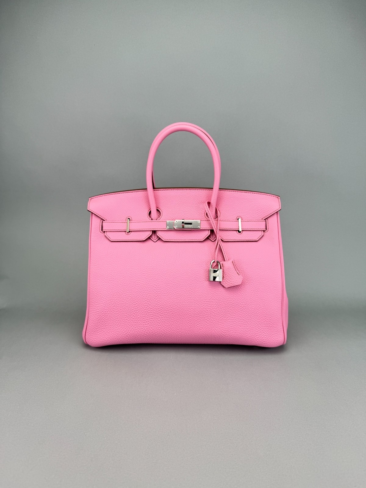 Hermes Birkin 35 Clemence Pink Bubblegum Palladium Hardware Preowned Square O