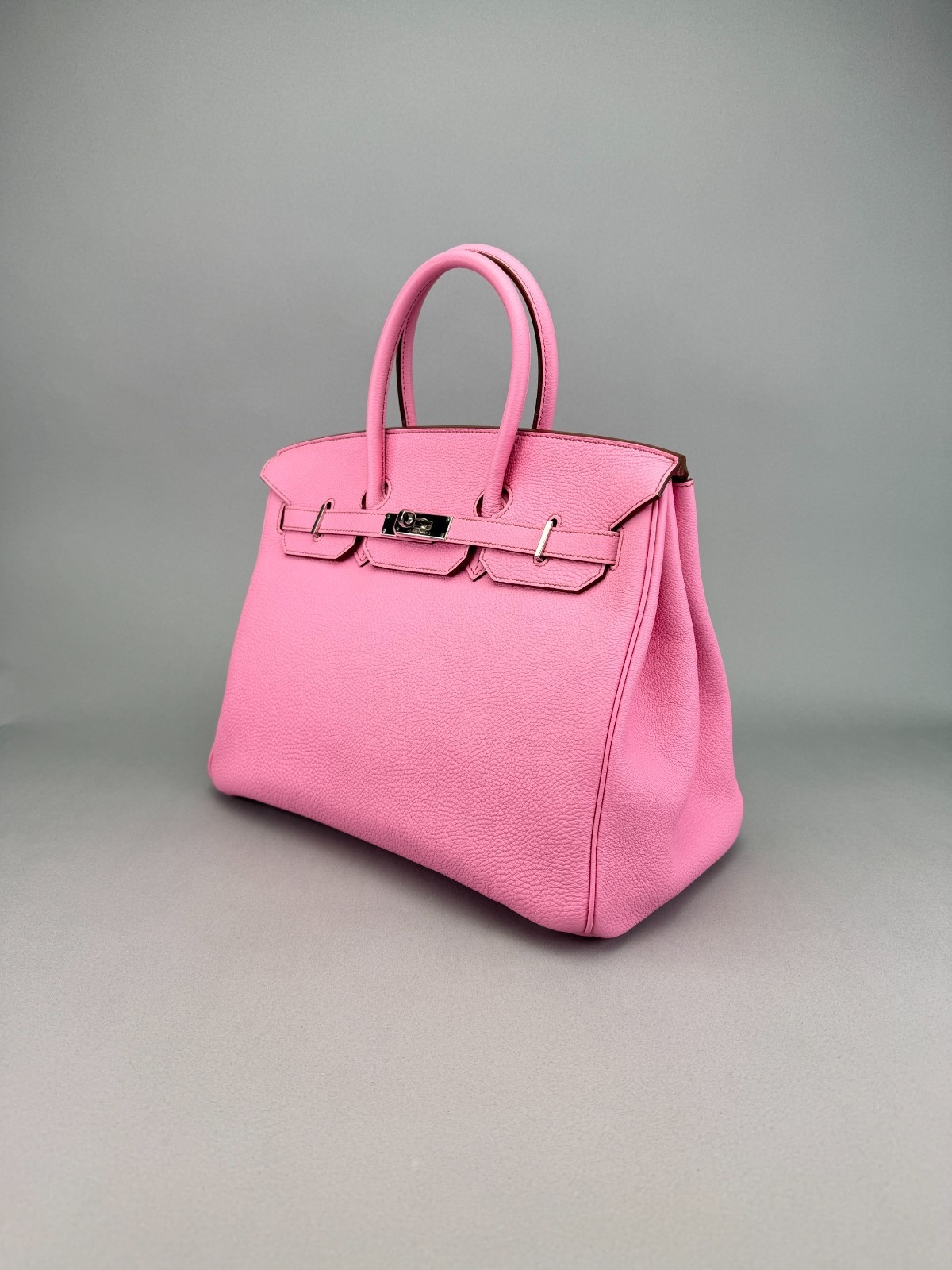 Hermes Birkin 35 Clemence Pink Bubblegum Palladium Hardware Preowned Square O