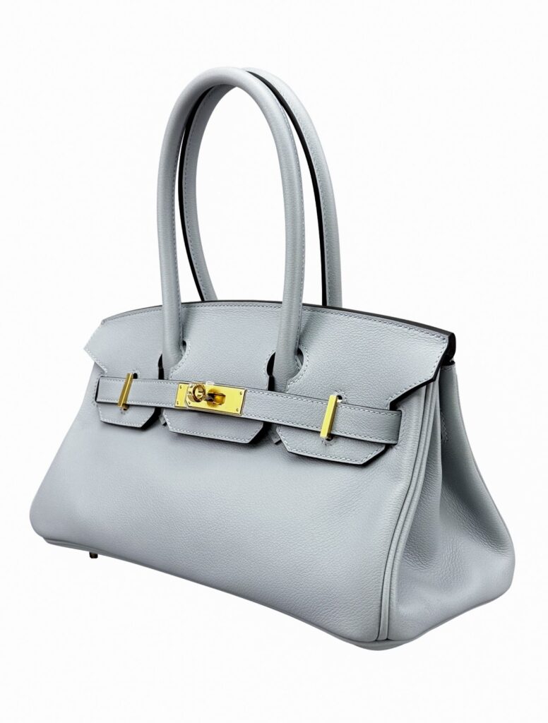 Hermes Birkin Shoulder 29 Retourne Evercolor Blue Glacier Gold Hardware W Stamp
