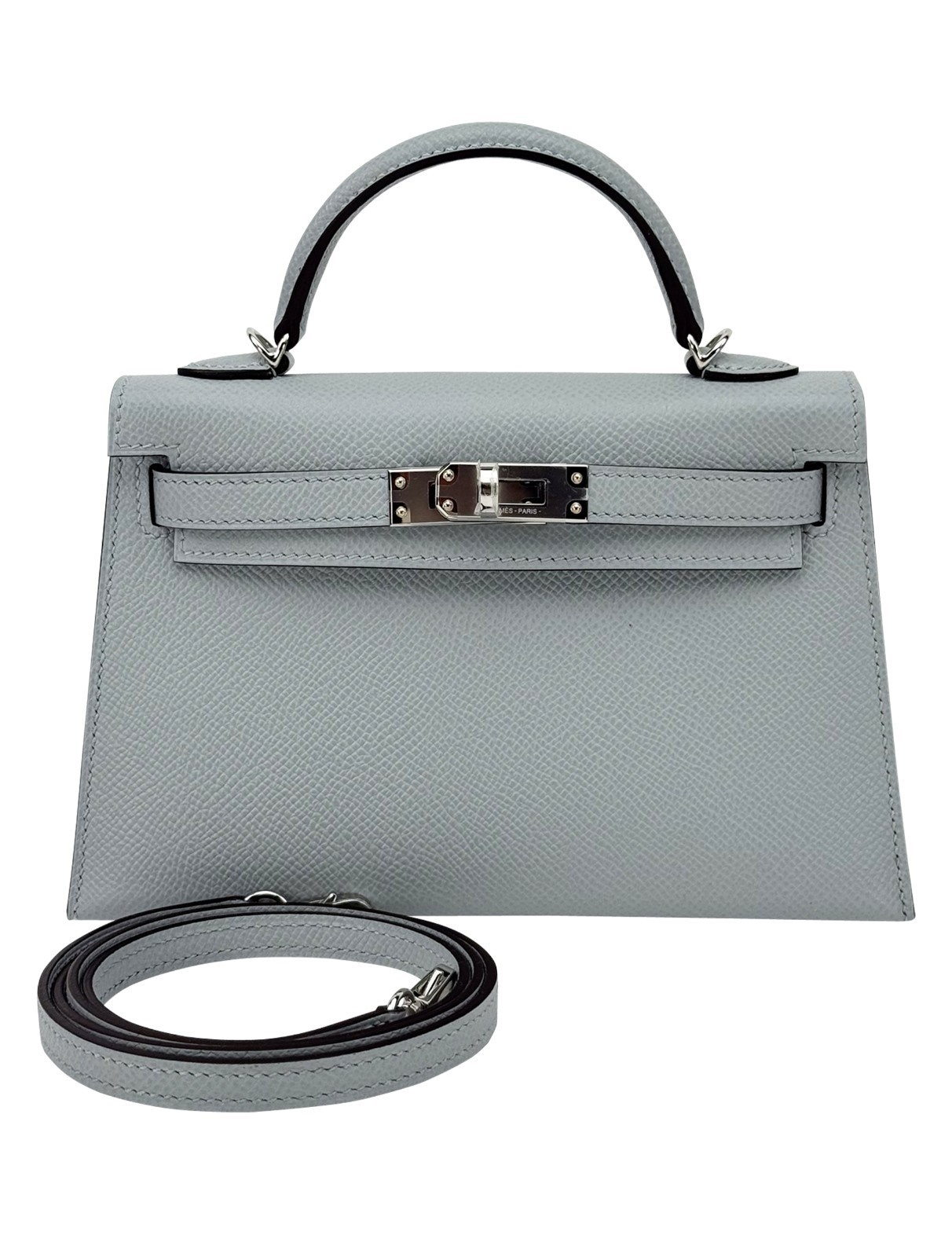 Hermes Mini Kelly 20 Sellier Epsom Blue Glacier Palladium Hardware Preowned W