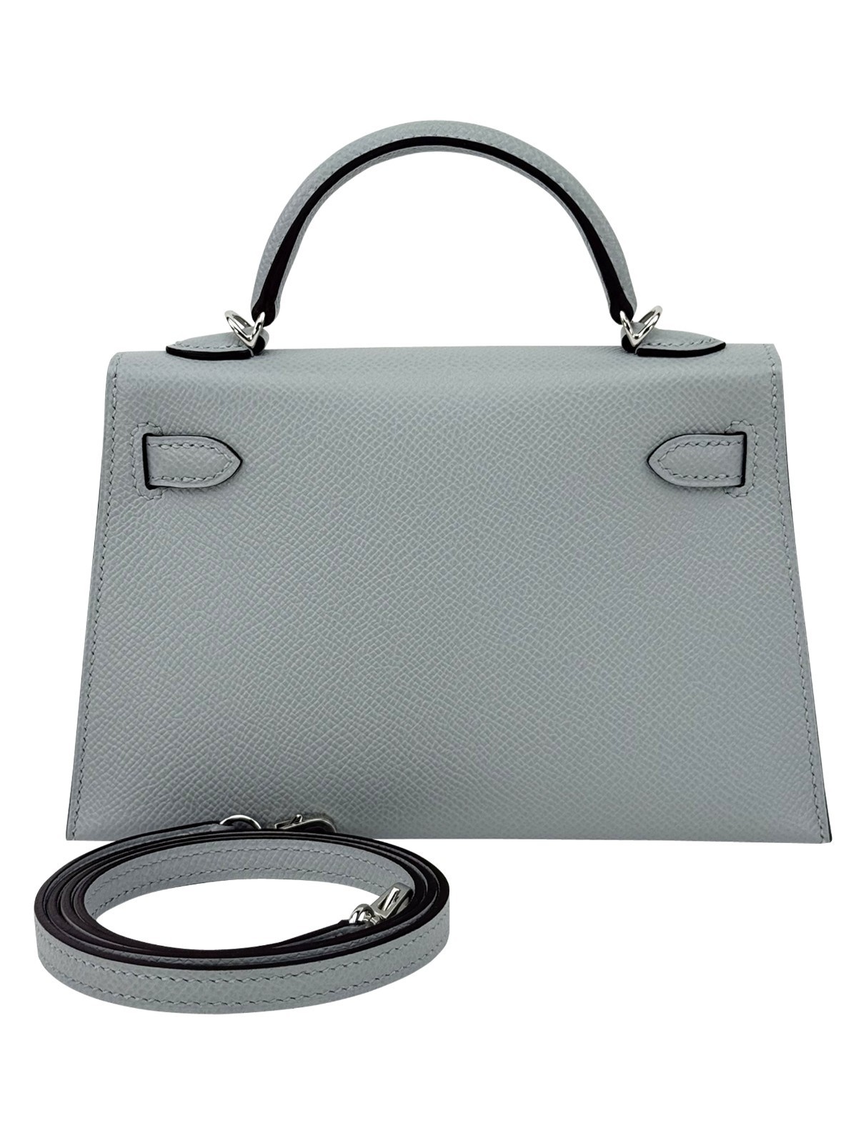 Hermes Mini Kelly 20 Sellier Epsom Blue Glacier Palladium Hardware Preowned W