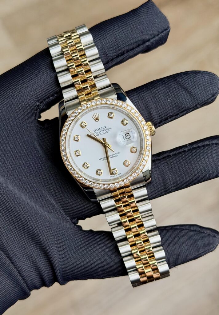 Rolex Datejust 36mm 2011 White Diamond Bezel Jubilee Preowned 116243