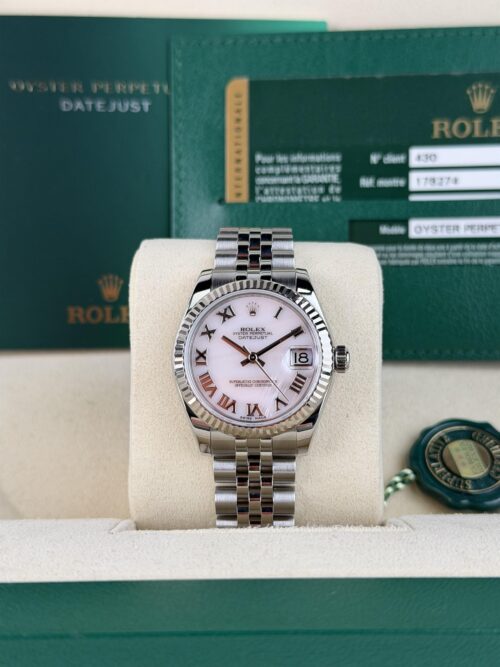 Rolex Datejust 31mm 2014 PINK MOP Pearl Roman Fluted Jubilee Preowned 178274