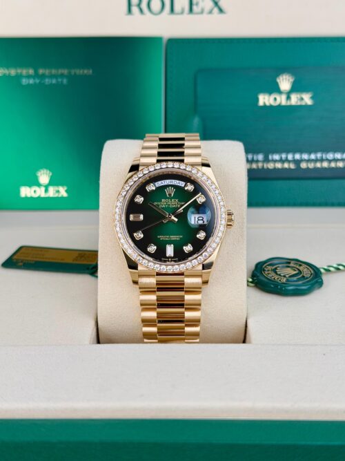 Rolex Day-Date 36 Green Ombre Diamond President 2026 Unworn 128348RBR