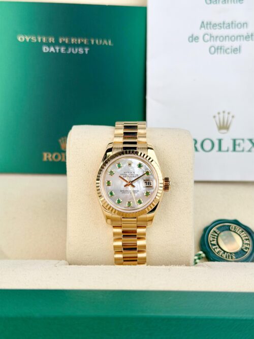 Rolex Datejust 26mm 2004 MOP Pearl Green Emerald President Preowned 179178