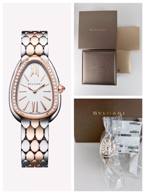 BVLGARI Serpenti Seduttori UNWORN 2026 33mm White Steel/Rose Gold Diamond 103945