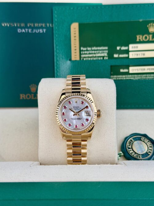 Rolex Datejust 26mm 2012 MOP Pearl Ruby Fluted President Preowned 179178