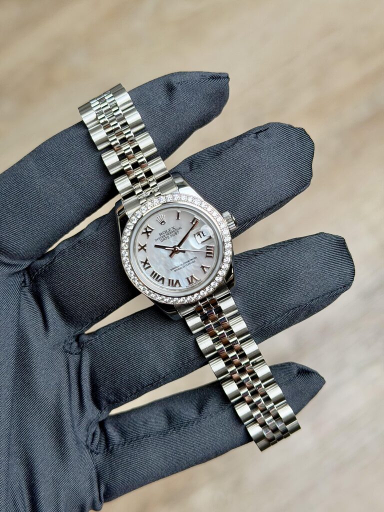 Rolex Datejust 26mm 2014 MOP Pearl Roman Diamond Bezel Jubilee Preowned 179384